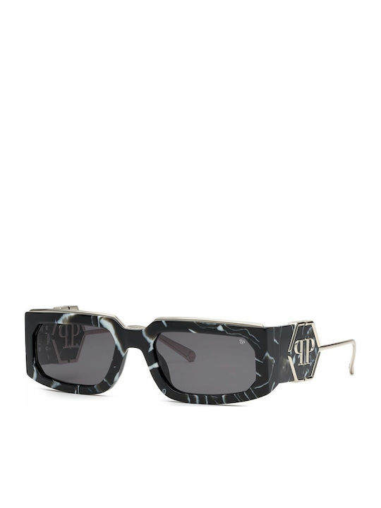 Philipp Plein Unisex Γυαλιά Ηλίου με Μαύρο Μεταλλικό Σκελετό και Γκρι Φακό SPP119M 0Z21