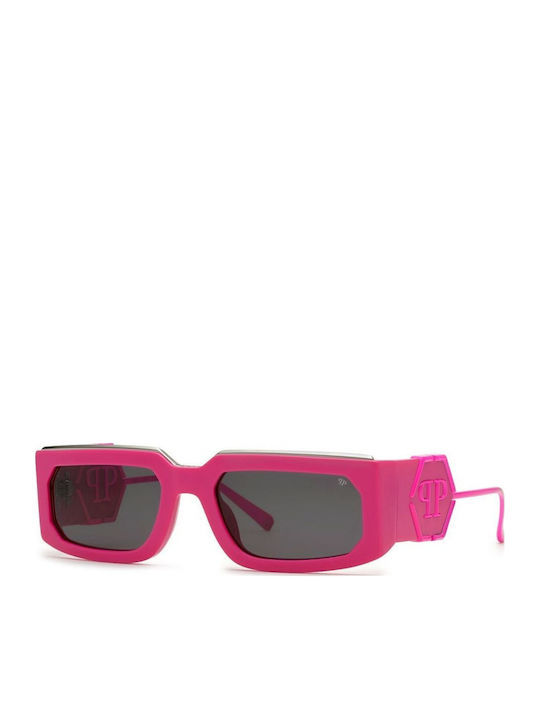Philipp Plein Unisex Sunglasses with Pink Metal Frame and Gray Lens SPP119M 07BE