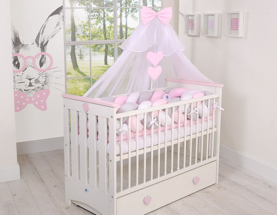 My Sweet Baby Crib Bumpers Braided Inside White, Gray, Pink