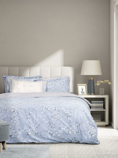 Nima Duvet Cover Set Cotton Single with Pillowcase 160x240 Inverno Blue