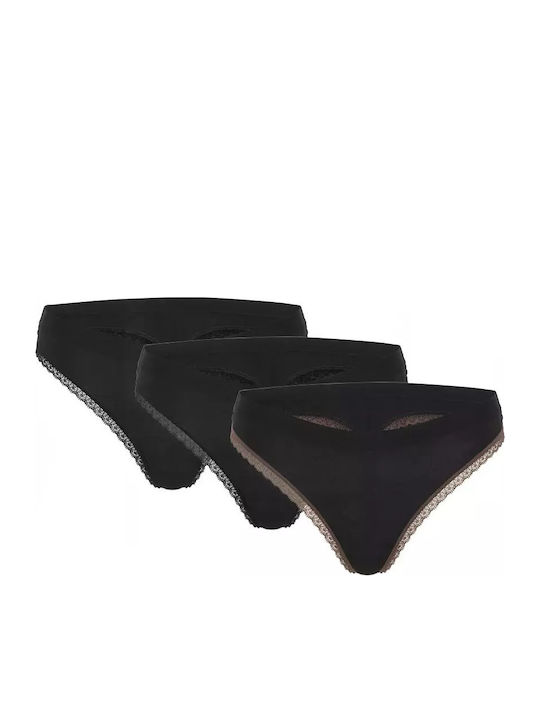 Femei Șir de caractere 3Pack Negre