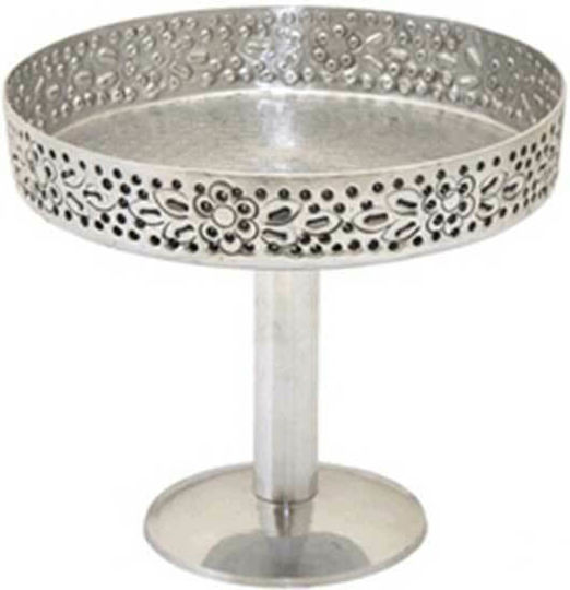 Metallic Round Small Perforated Footed Platter 10cm Bah123 Metal Espiel Silver