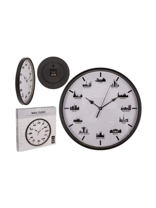 Wall Clock Skyscrapers 30 X 30 X 3.8 Cm One Small AA Battery