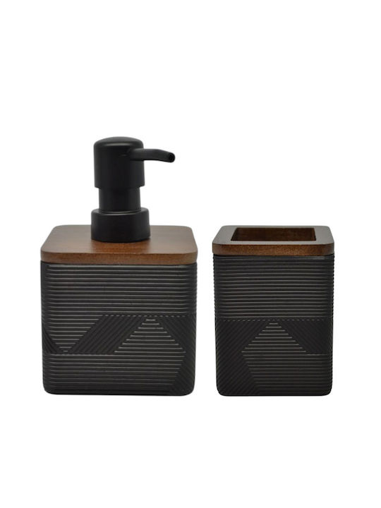 Felhome Badezimmerzubehör-Set Polyester 2 Stück Schwarz