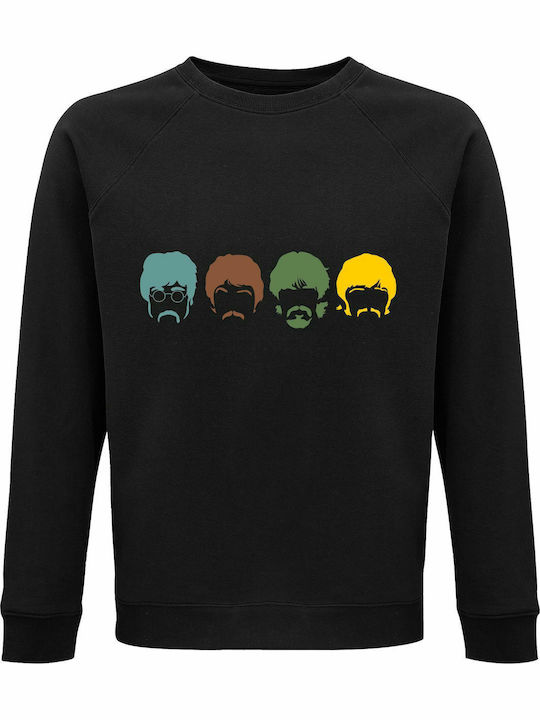 Sweatshirt Unisex Organic " Beatles Band Multicolor Music" Black