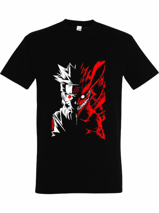 T-shirt Унисекс Наруто Шипуден Ту Фейс Черен