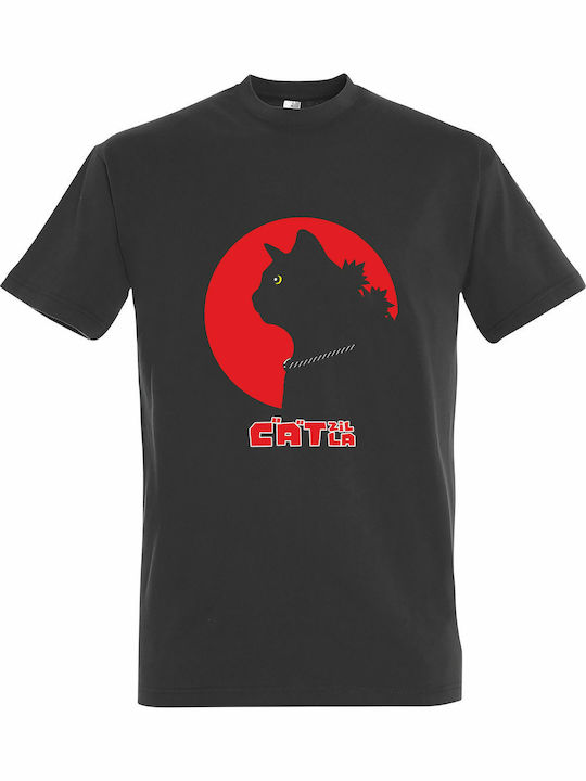 Unisex T-Shirt "Cat Zila" Dunkelgrau