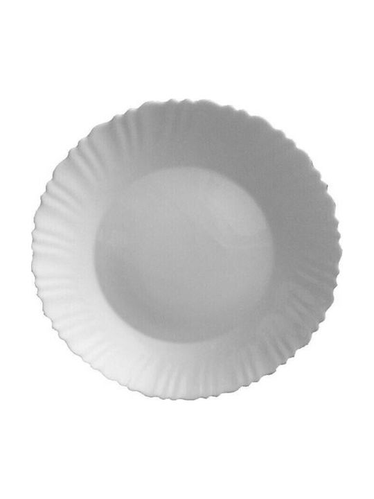 TnS Plate Shallow Glass White with Diameter 24cm 6pcs