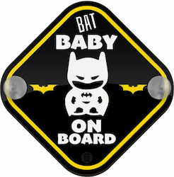 Bat Baby on Board Unterschrift Auto Baby on Board Holz Saugnapf 16x16cm