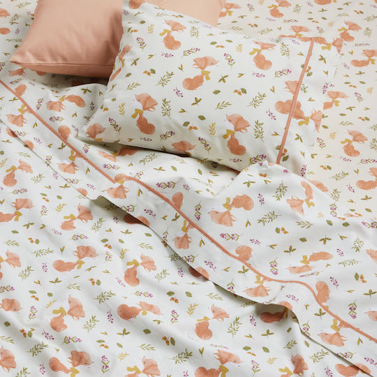 Das Home Подредба Детски Чаршафи За Количка Памучни Lovely Fox Бежови 130x170см 3 Бройки