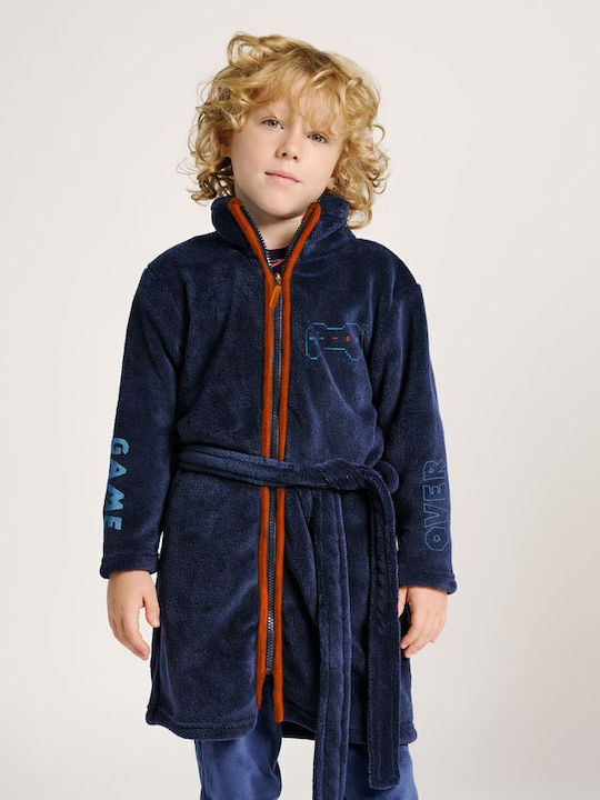 Muydemi Kinder Bademantel Winterlich Fleece Blue