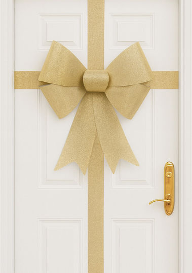 Due esse Christmas Door Bow Gold Glitter 48x9x56cm