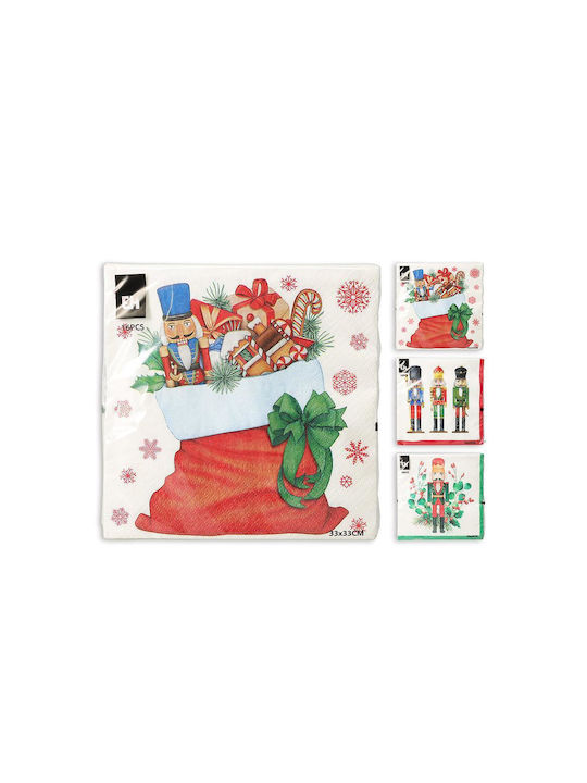 Papier Servietten 33x33cm Set 16 Stück 3-sch. Nussknacker