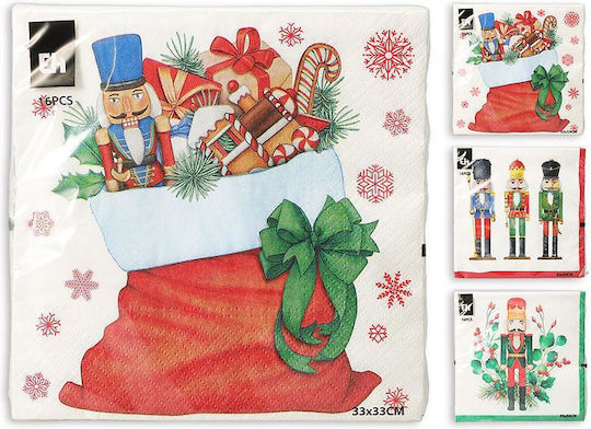 Papier Servietten 33x33cm Set 16 Stück 3-sch. Nussknacker
