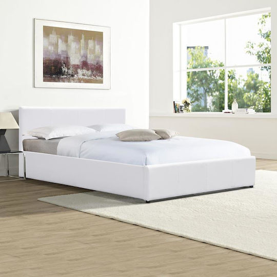 Dellia Bed Semi-Double with Storage Space Suitable for Mattress 120x200cm White