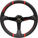 Leather Car Steering Wheel with 34cm Diameter Black/Black