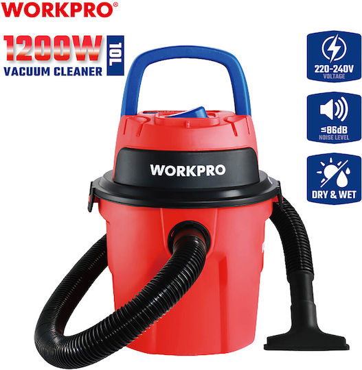 WorkPro Σκούπα Υγρών / Στερεών 1200W με Πλαστικό Κάδο 10lt
