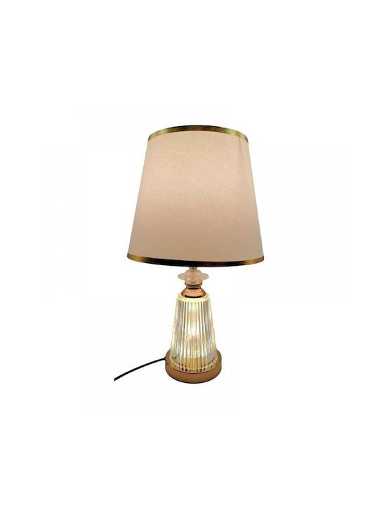 Vintage Table Lamp for Socket E27 with Beige Shade and Gold Base