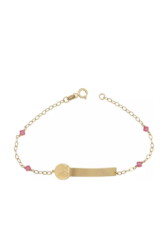 Kids Bracelet ID from Gold 14K with Stones & Baby Girl