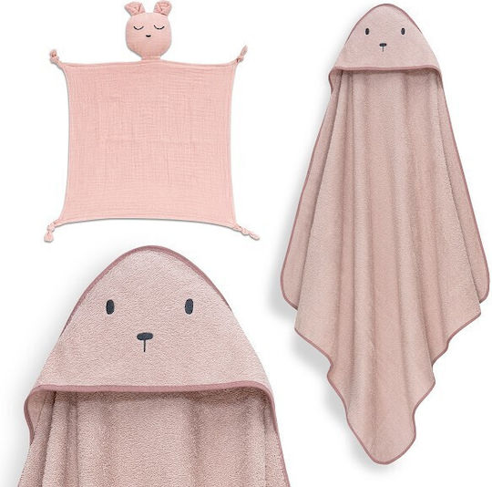 Interbaby Bear Bathrobe & Muslin Comforter Set Dark Pink