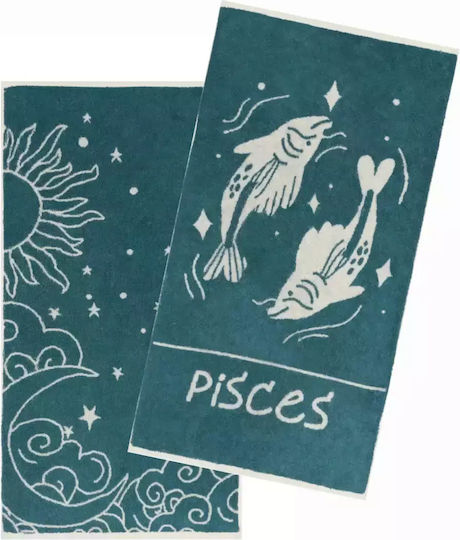 Kentia Πετσέτα Προσώπου Zodiac 50x90εκ. Pisces 2τμχ Βάρους 500gr/m²