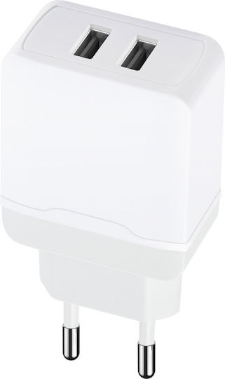 Setty Φορτιστής Χωρίς Καλώδιο με 2 Θύρες USB-A Λευκός (LS-02)