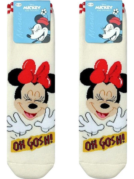 Disney Kids' Socks Non-Slip Minnie Beige