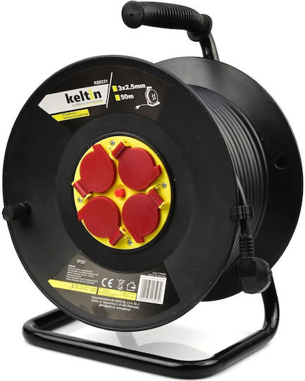 Keltin Extension Reel Cord 3 x 2.5mm²/50m Black
