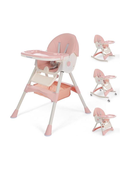 Pliabil Scaun de Masă pentru Copii 4 în 1 cu Cadru din Plastic & Scaun din Plastic Roz