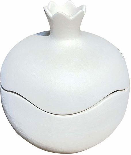 JK Home Decoration Jk Home Décor Pomegranate Opening Ceramic White Matte 13cm