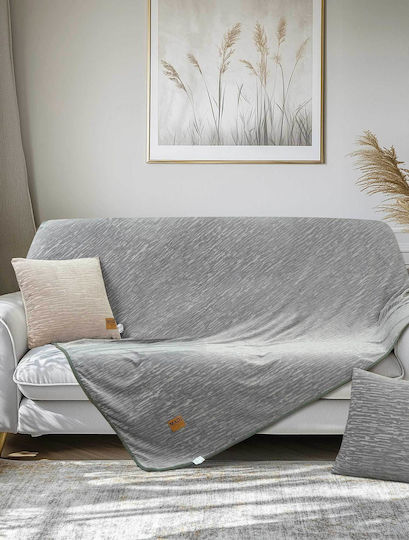 Madi Veritas Ριχτάρι Τριθέσιου Καναπέ Ζακάρ 180x300εκ. Grey 21794-02