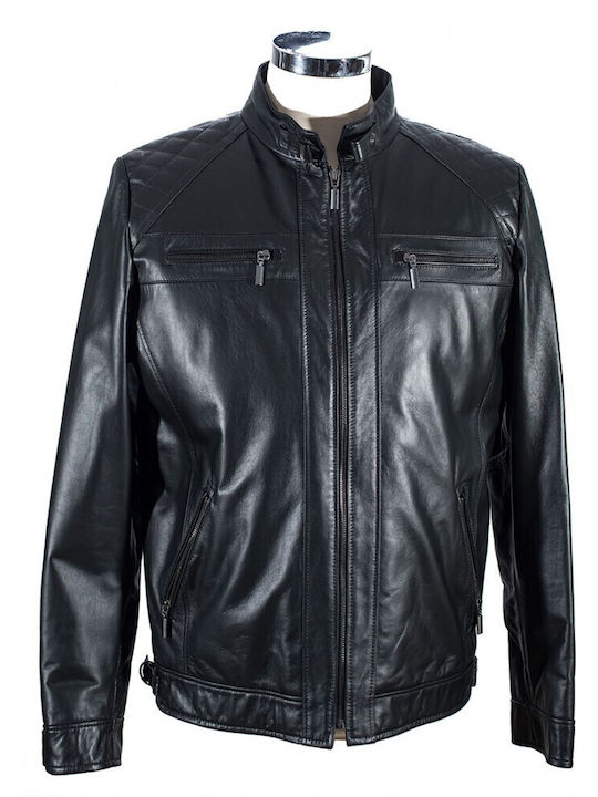 Ageridis Leather Δερμάτινο Μπουφάν Μαύρο