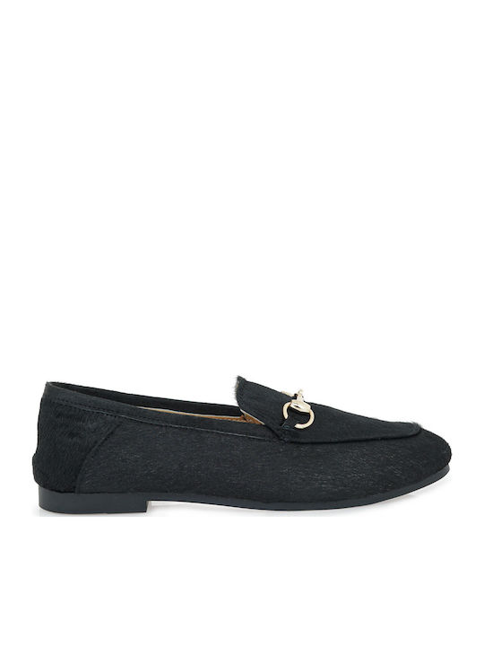 Leather Women's Loafers in Black Color