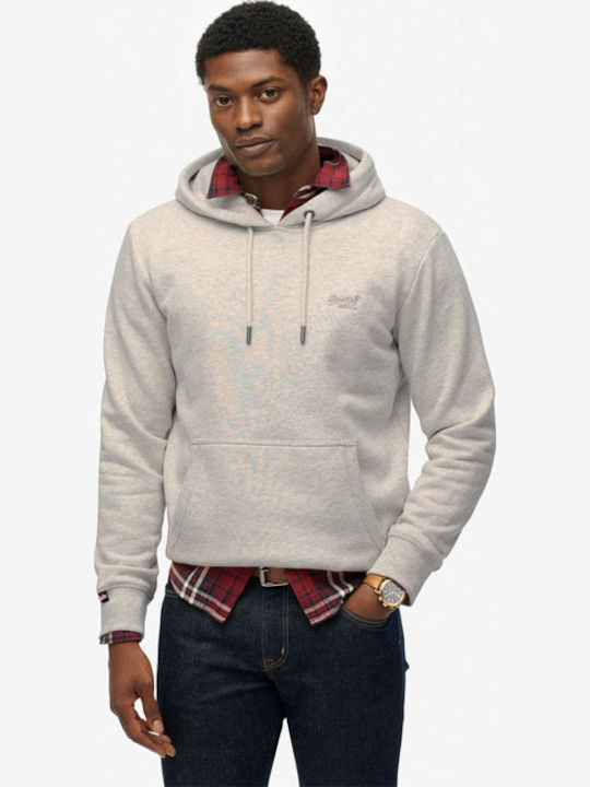 Superdry Φούτερ με Κουκούλα Straw Grey Marl
