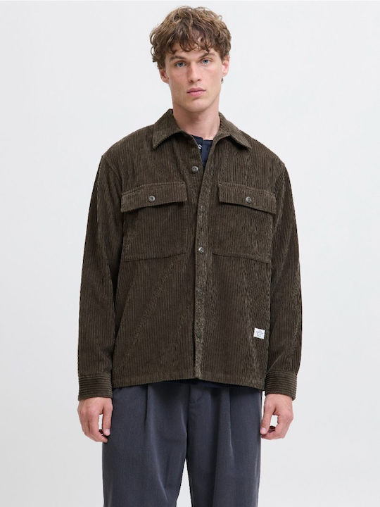 Jack & Jones Overshirt Bumbac Negru Măsliniu