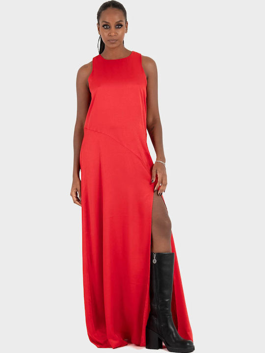 Summer Maxi Dress for Wedding and Christening Open Back Red