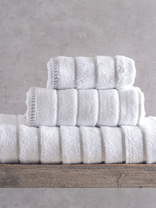 Rythmos Bath Towel Set 3pcs Pyramid White Weigh...
