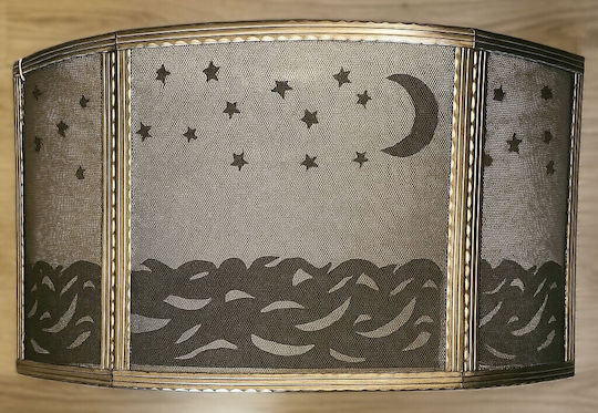 Fireplace Screen Design Iron Curved Three-Panel Gold Bronze 85x50cm