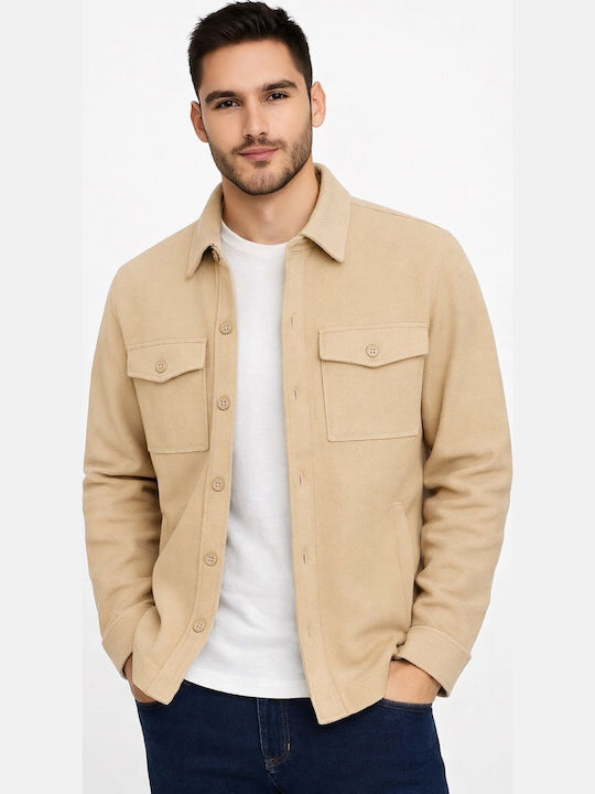 Herren Jacke mit Knöpfen Beige