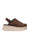 Women's Leather Platform Wedge Sandals Brown