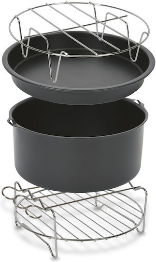 Tefal Set 4 Accessories 20 Cm Easy Fry XXL Tefal XA113010 Air Fryers Pizza Tray Baking Dish Grill Pan Skewer Rack Stainless Steel Non-stick Coating Black