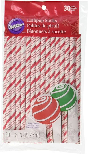 Paper Sticks Straws Red White 30 Pcs Wilton