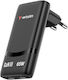 Verbatim Φορτιστής Χωρίς Καλώδιο GaN με 2 Θύρες USB-C 65W Power Delivery Μαύρος (Fold 'n' Go)