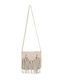 Stoff Gestrickte Damen Schultertasche Beige