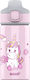 Miracle Kids Water Bottle Unicorns with Straw Non Spill Pink 400ml