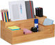 Relaxdays Organizator De Birou 7 Compartimente Organizator Din Bambus Organizator Pentru Birou Bucătărie Baie Masă Hxlxl 11x30x15cm Natural