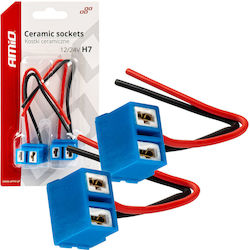Set 2 Ceramic H7 Socket Holders Heat Resistant L Shape