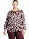 Women's Blouse Satin Long Sleeve Floral Black