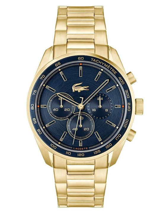 Lacoste Boston Ανδρικό Ρολόι Χρονογράφος Μπαταρίας με Χρυσό Μεταλλικό Μπρασελέ