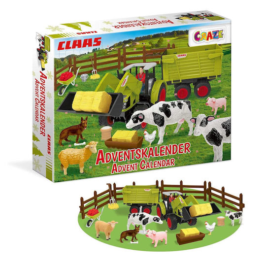 Craze Advent Calendar Children Claas Toy Advent Calendar Boys Farm Figures Tractor 24 Surprises Children From 3 Years